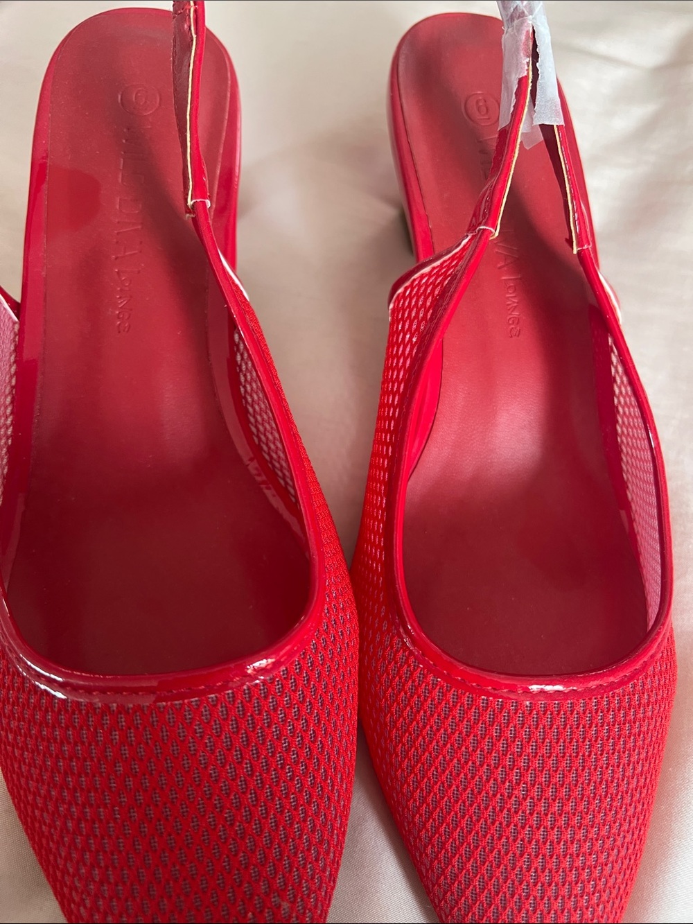 Mesh red kitten  heels